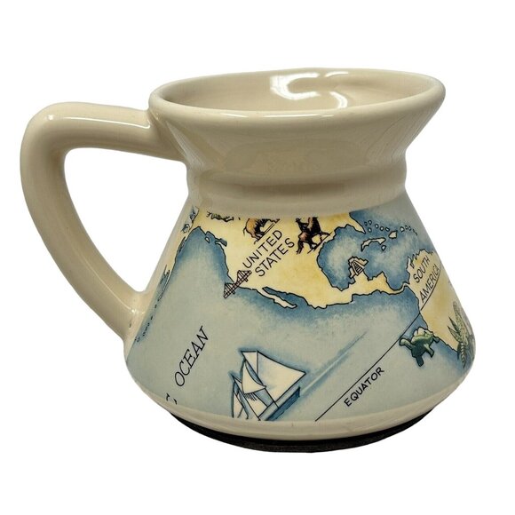 No Spill Travel Coffee Mug Passport to Adventure Map Atlas Vintage Applause - Picture 4 of 11
